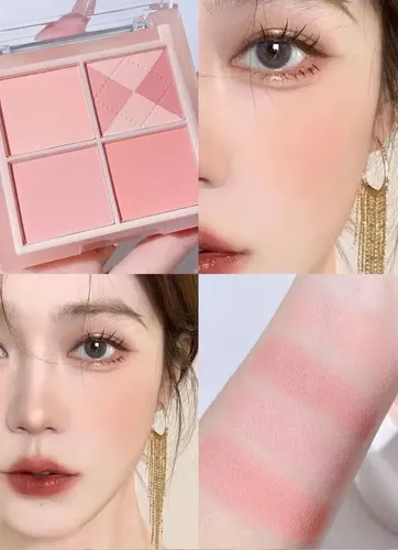 Paleta De Rubor 4 Tonos Naturales Y Saludables Para Rostro