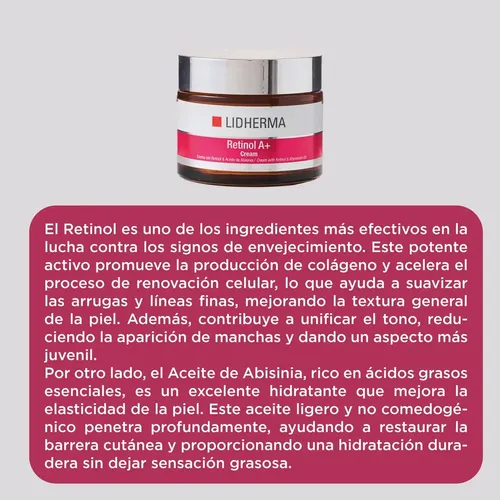 Crema Retinol A+ 50 Ml Lidherma 30+ Renovador Facial
