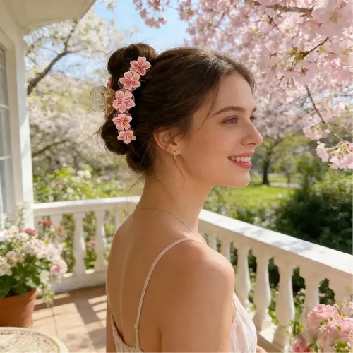 Pinza Para El Pelo Con Forma De Flor De Cerezo Rosa