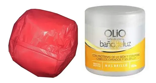 Kit Brillo Capilar Baño De Crema Luz Olio + Gorra Acolchada