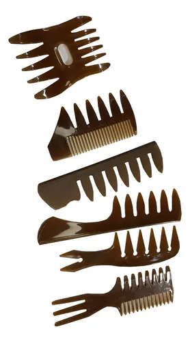 Kit Peine Texturizado Plástico Para Peluquería Barbería 6 Unidades