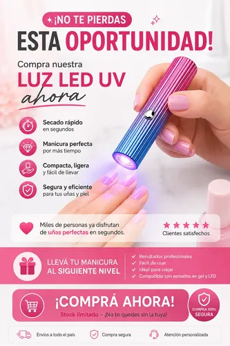 Mini Luz Led Uv Uñas Portátil Recargable Usb-c Para Gel