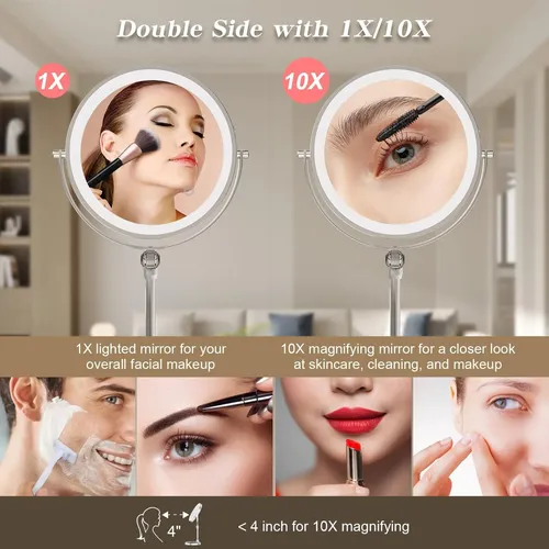 Espejo De Maquillaje Rocollos De Sobremesa Con Aumento De 1x