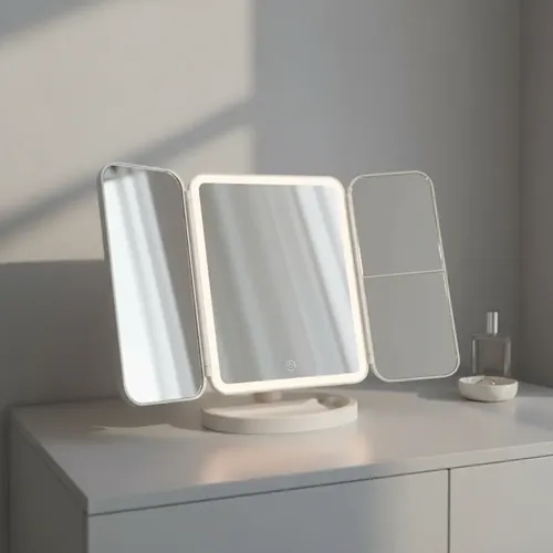 Espejo De Maquillaje Pantalla Táctil Luz Led Giratorio 180°