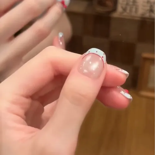 Alta Calidad Parche De Uñas Con Lazo De Lunares Dulces