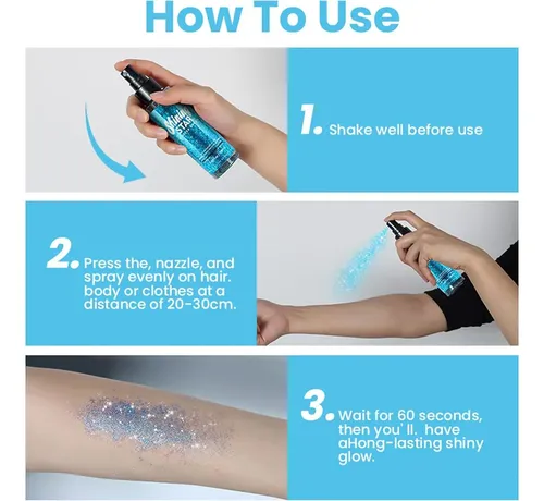 Spray Brillo Corporal Y Cabello Meicoly Azul 100ml