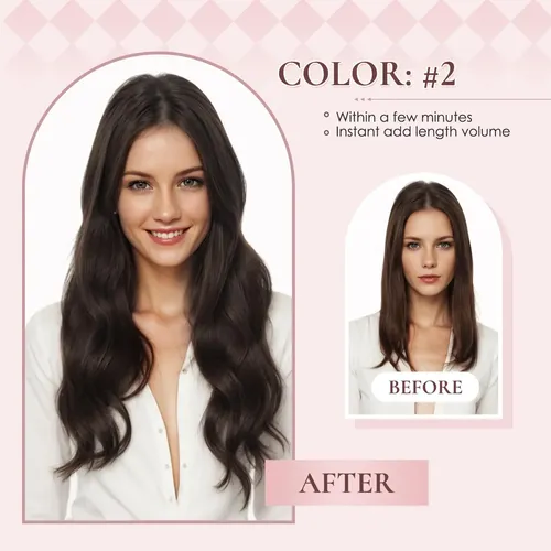 Extensiones De Cabello Humano Real 30cm 7pcs 55g Color #2