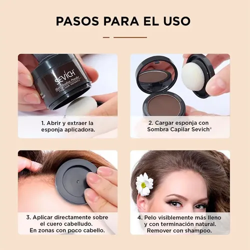 Sombra Capilar Sevich 4g Cubre Canas Raíces Caída Color Auburn