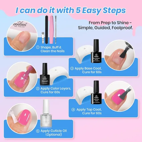 Kit Uñas Gel 20 Colores Luz Uv Base Y Top Coat
