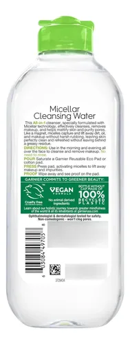 Agua Micelar Para Piel Grasa Garnier, Desmaquillante, 400 Ml