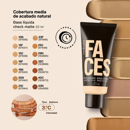 Base Líquida Check Matte Faces 20 Ml Natura 12f