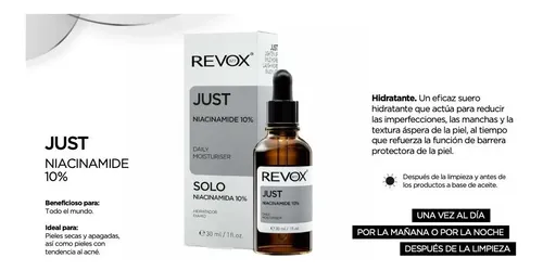 Revox B77 Suero Facial · Niacinamida 10% Hidratación Diaria