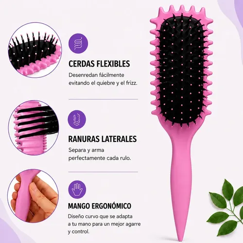 Cepillo Para Cabello Rizado Para Mujeres, Bounce Curl Brush, ITNTFN Cepillo para Cabello Ondulado, Desenreda Sin Frizz con Cerdas Suaves, Cepillo para Definir y Peinar Rulos Naturales (Beige)