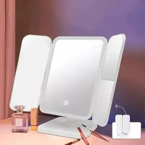 Espejo Led 3 Maquillaje Aumento Luz Usb Blanco Recargable