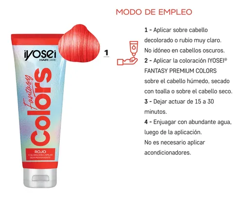 Coloracion Capilar Iyosei Fantasy Colors Rojo X60gr