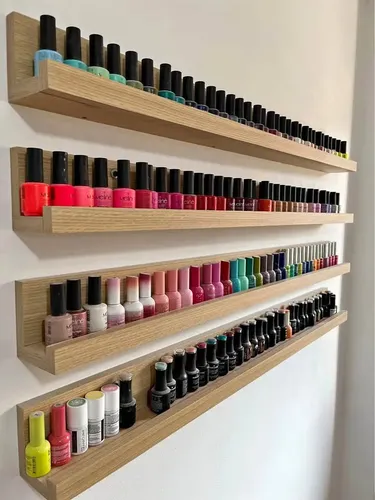 Exhibidor Madera Pared Uñas Esmaltes Pack X2 Unidades