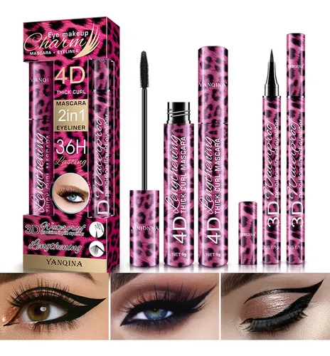 Set Delineador Gel Y Rímel, No Se Corre, Alarga Y Voluminiza