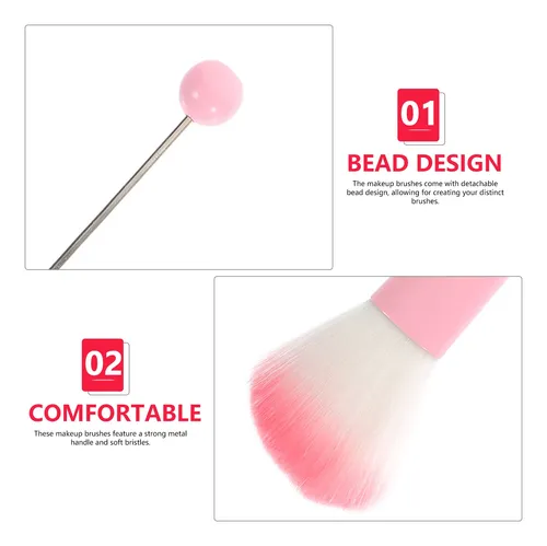 Set 5 Pinceles Maquillaje Rosas Con Mango Metal Y Cerdas