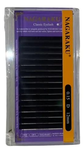 Kit Nagaraku Extensiones De Pestañas Clásicas 0.15 Curva D Largos 11 Al 15 Mm