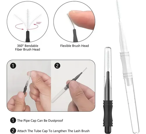 20 Cepillos Micro Para Cejas Canipha Con Tapa Y 2 Tamaños