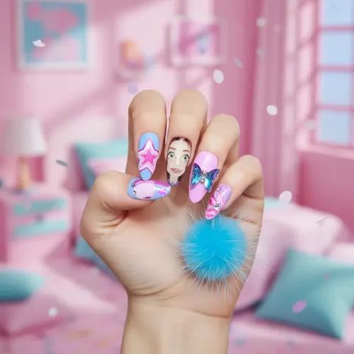 Press On Emilia Mp3 Talle M Nail Art Incluye Pega Cherimoya