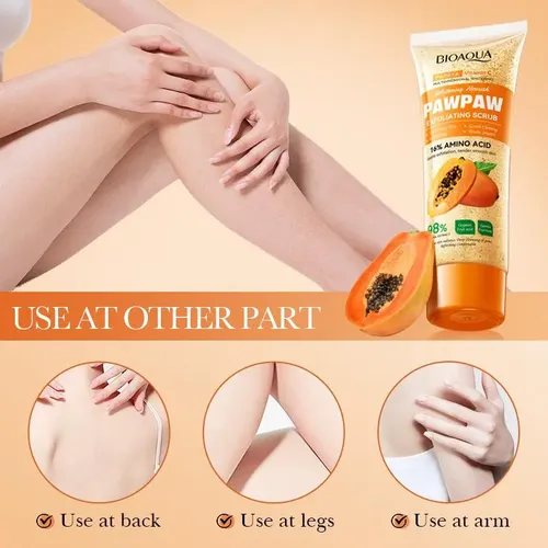 Exfoliante Facial Corporal Orgánico con Extracto de Papaya, Aminoácidos y Vitamina C 100g Todo Tipo De Piel Día/noche