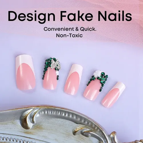 Dos Cajas De Uñas Postizas Con Bordes Blancos Y Rosa Estilo