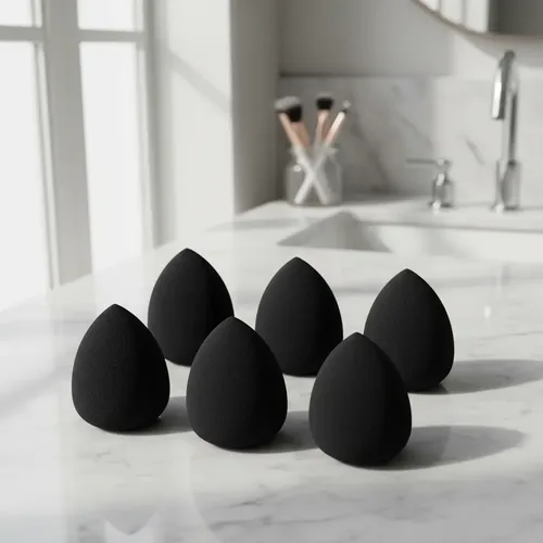 Esponja De Maquillaje Bluvie De 6 Piezas Con Forma De Cuña,  Kit 6 Preta Mediana