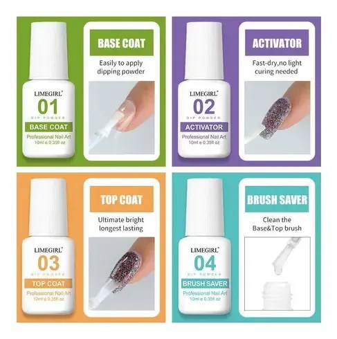 Set De Polvos Para Uñas, Kit De Dipping En Tonos Morados