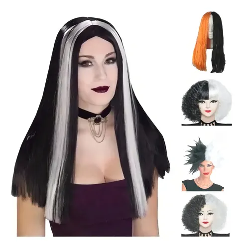 Peluca Cruella De Cotillón Peluca Cruella Cruella Larga De Cruella Disfraces Y Fiestas Luza Peluza Peluca Cruella – X Unidad