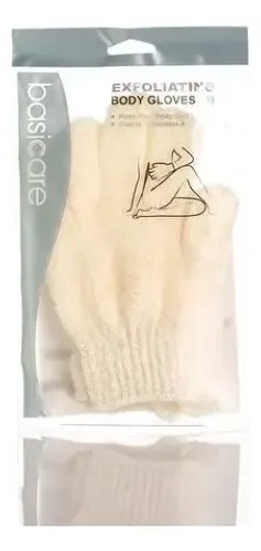 Guantes Exfoliantes Nailon Basicare Para Cuerpo Marfil 20x12cm 2 Unidades