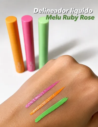Delineador Liquido Ojos Colores Melu Ruby Rose Caobamakeup