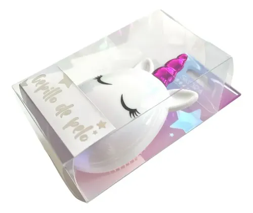 Cepillo Desenredante De Cabello Unicornio Gatito Holografico