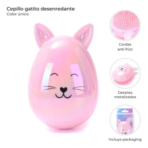 Cepillo Desenredante De Cabello Unicornio Gatito Holografico