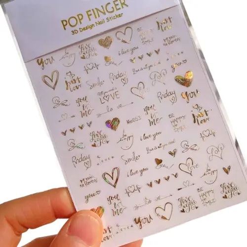 Pegatinas De Uñas Con Alfabeto Corazón 3d – Fácil Diy