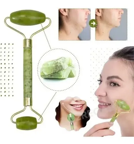 Masajeador Facial De Jade Rodillo Doble Rueda