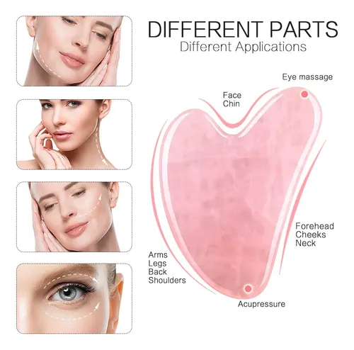Herramientas Faciales Gua Sha Fuankang De Cuarzo Rosa