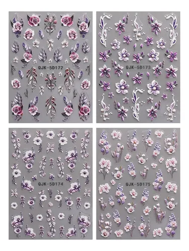 Pegatinas De Uñas 3d Floral 5d Adhesivas Primavera Verano 4