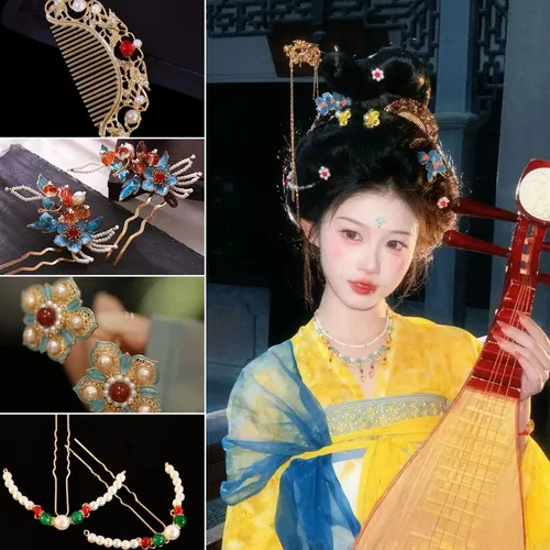 Juego De Accesorios Para El Cabello Con Flores Y Abalorios