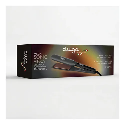 Duga Plancha Mega Sonic Vibra Ceramica 260° C D2310 Negro