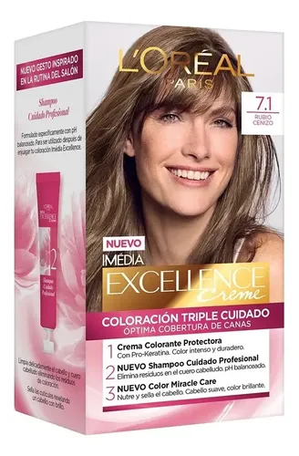 Kit Tintura L’oréal Paris Excellence Creme Tono 7.1 Rubio Cenizo Para Cabello