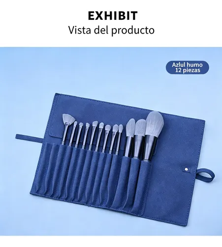 Set 12 Brochas Maquillaje Profesional Fibra Sintetica Con Es