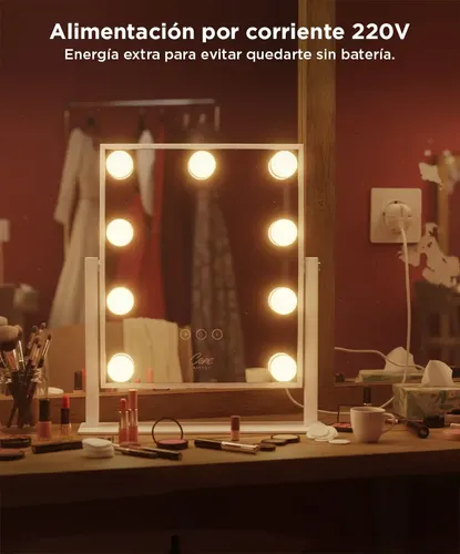 Espejo Para Maquillaje Gadnic Luz Led 3 Modos Táctil Belleza