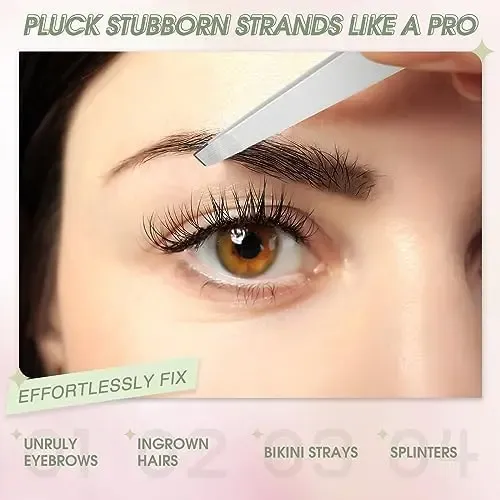12 Piezas Pinzas Para Cejas Pinzas De Punta Inclinada De De