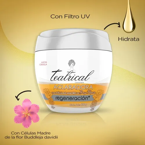 Crema Facial Aclaradora Teatrical Células Madre día/noche para todo tipo de piel de 200mL/200g