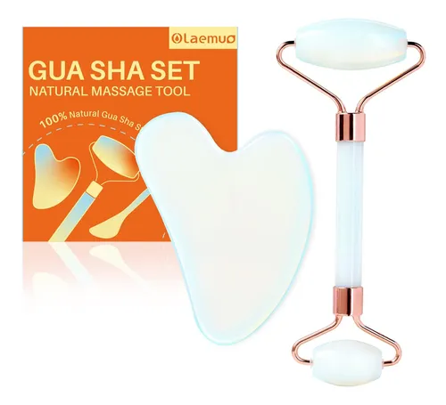 Olaemuo Opal Gua Sha Y Rodillo Facial, Piedra Gua-sha De Jad