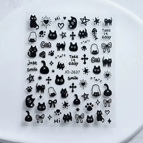 8pcs Pegatinas De Uñas De Gato De Dibujos Animados Para Muje