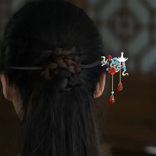 Broche De Pelo Recogido Inspirado En El Cloisonne Otonal Con