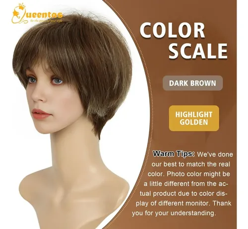 Wspeluca Para Mujer Rubia Corta De Cabello Natural Color Cas