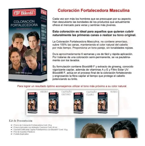 Tintura Coloracion Masculina Biferdil Cubre Canas Pack 3un